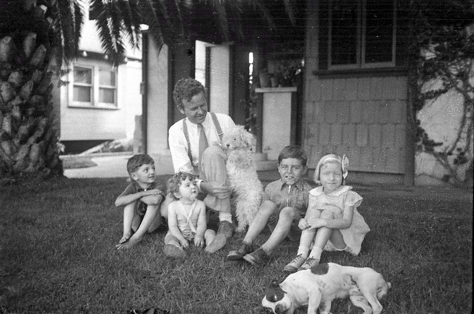 Grandpa Harry with his kids and niece at Normandie house