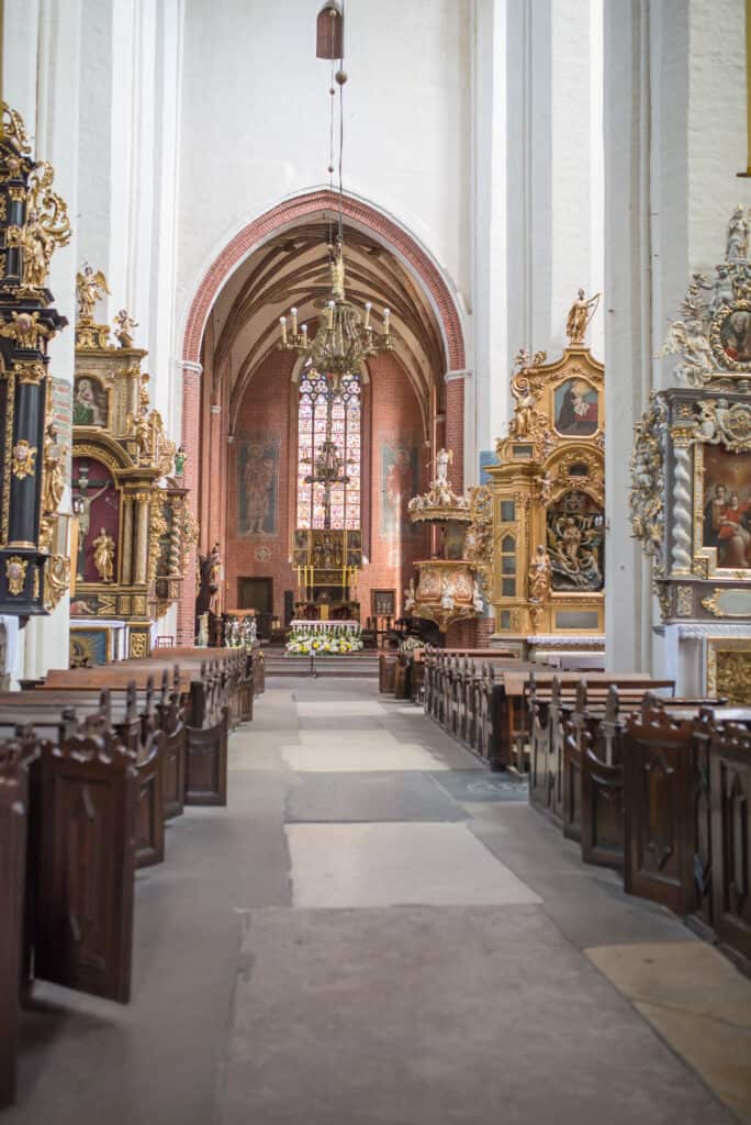 Interior view of Cathedral of St. John the Evangelist and John the Baptist in Torun Poland