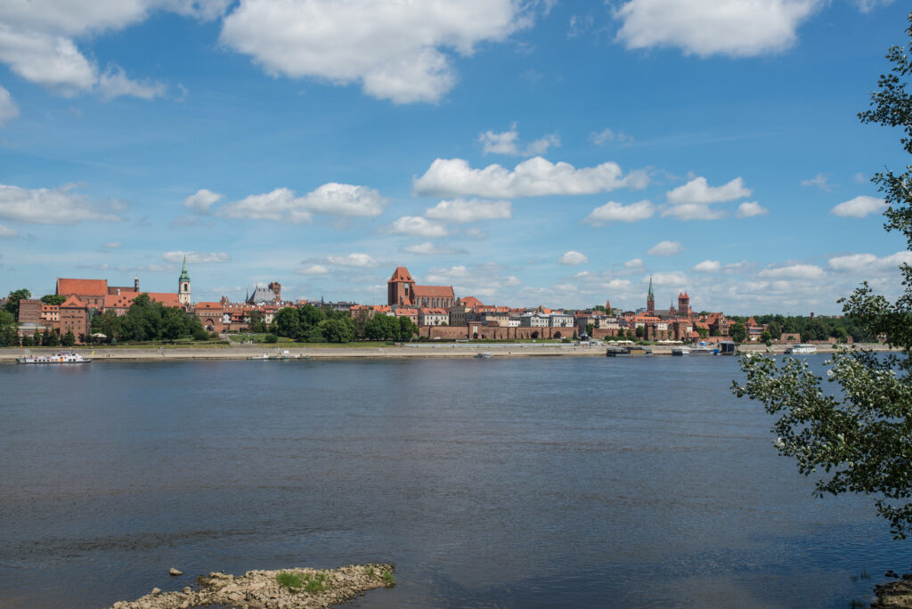 Panoramic view of the Medieval Defensive City Walls of Torun Poland
