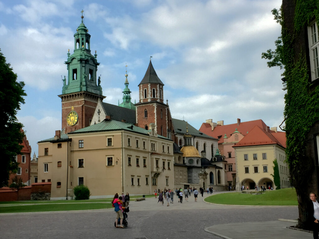 Outside view of Wawel Cathedral. One of the wonderful places to visit in Krakow Poland. Visited by The Places Where We Go podcast.
